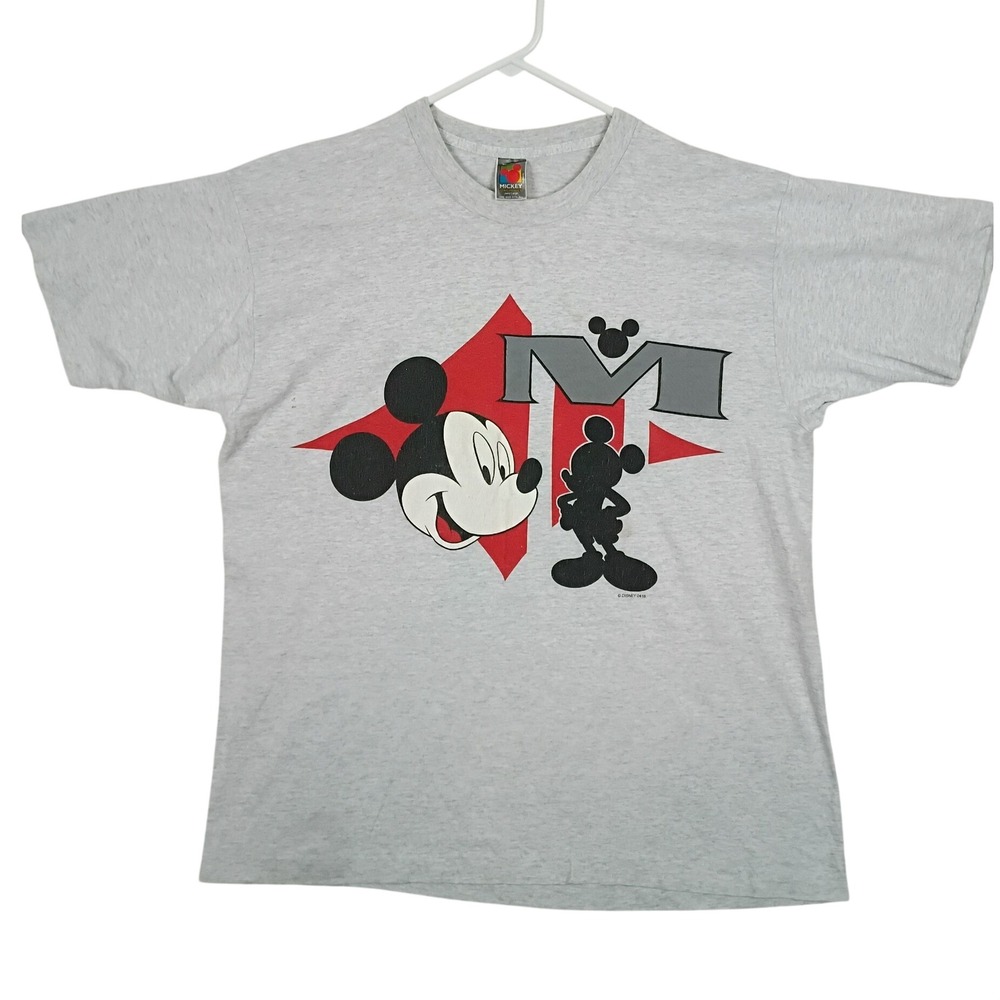 Disney Mickey Unlimited Tee Mens OS Grey Vintage 90s Jerry Leigh USA Mickey M